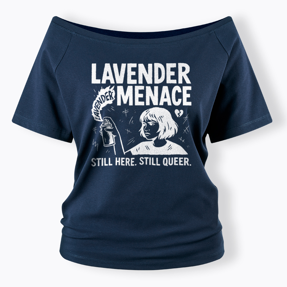 Lavender Menace Sapphic Off Shoulder T-Shirt