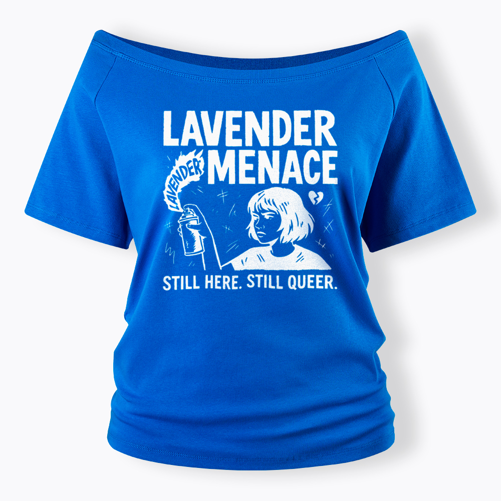 Lavender Menace Sapphic Off Shoulder T-Shirt