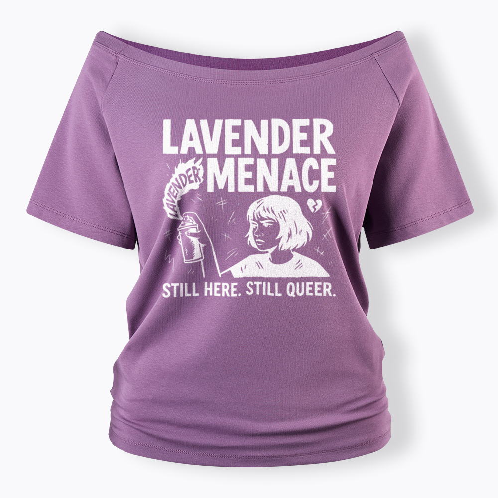 Lavender Menace Sapphic Off Shoulder T-Shirt