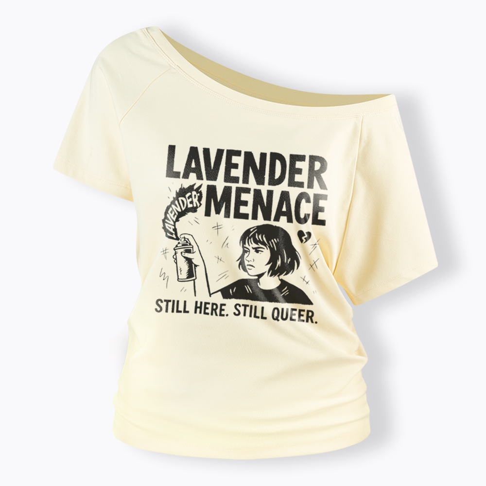 Lavender Menace Sapphic Off Shoulder T-Shirt