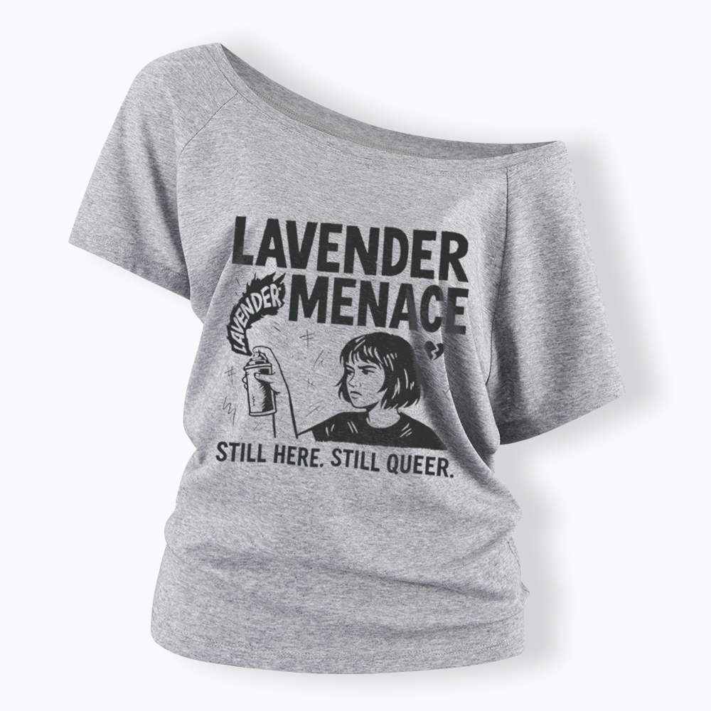 Lavender Menace Sapphic Off Shoulder T-Shirt