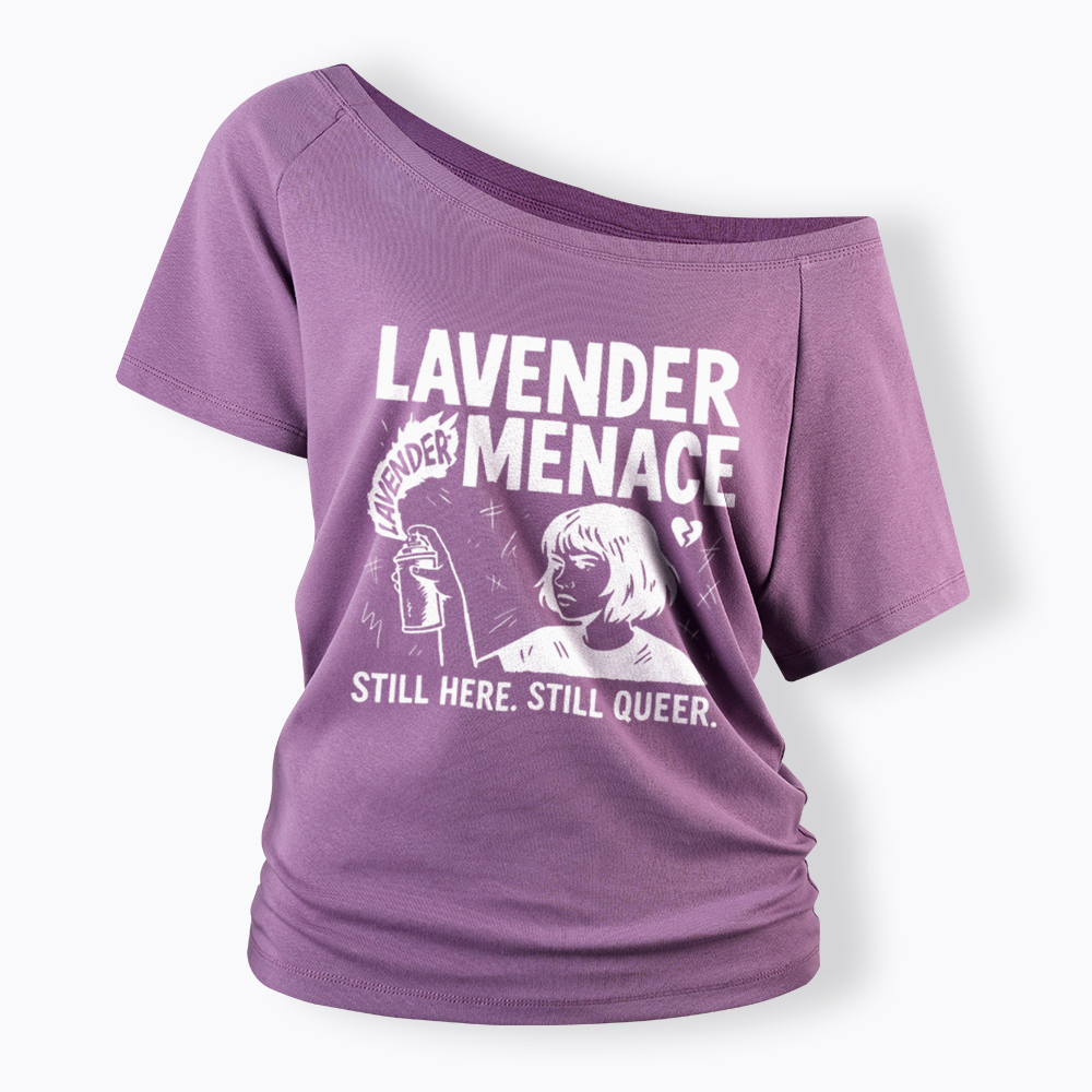 Lavender Menace Sapphic Off Shoulder T-Shirt