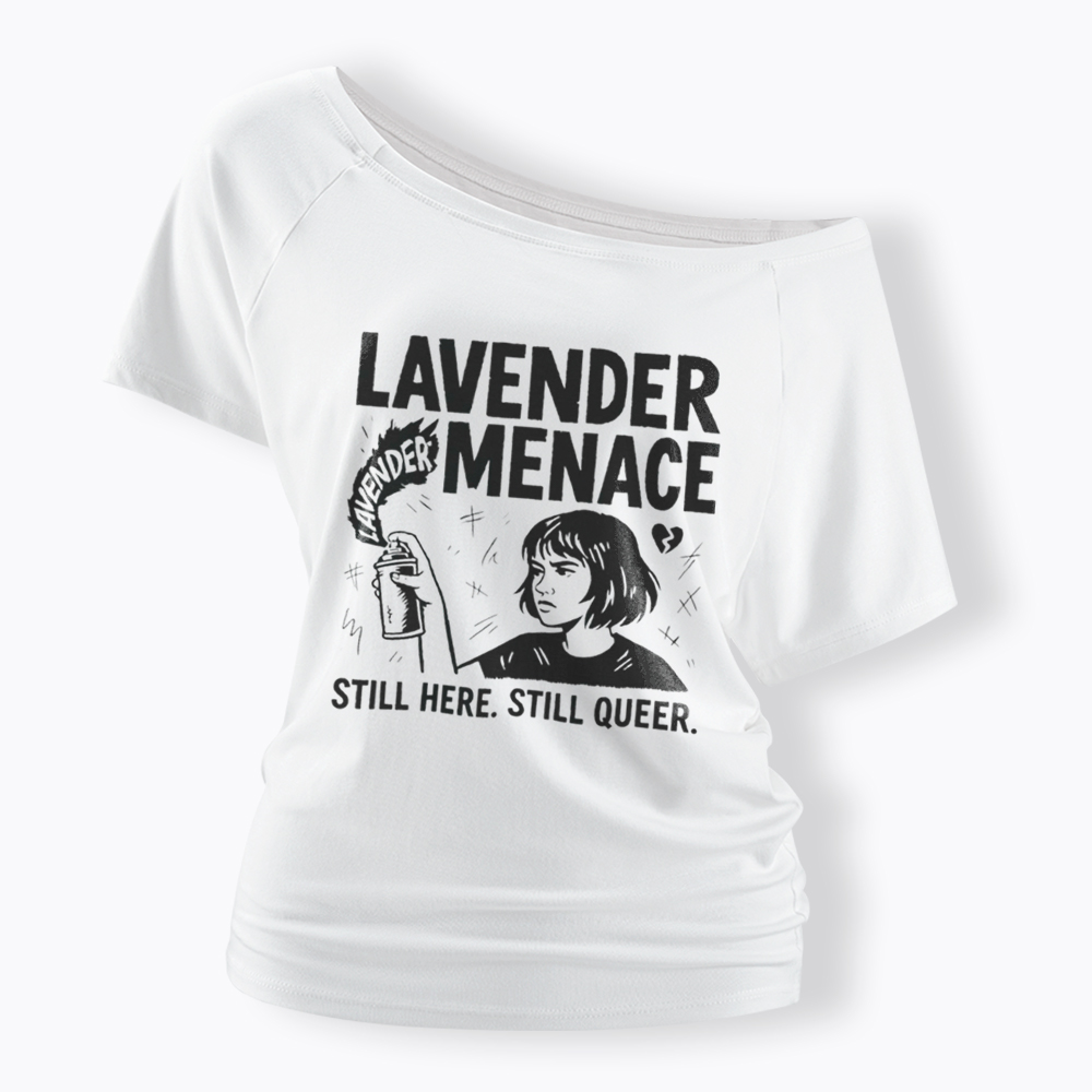 Lavender Menace Sapphic Off Shoulder T-Shirt