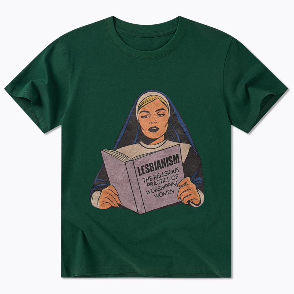 Nun Reading Lesbian Book Classic T-Shirt