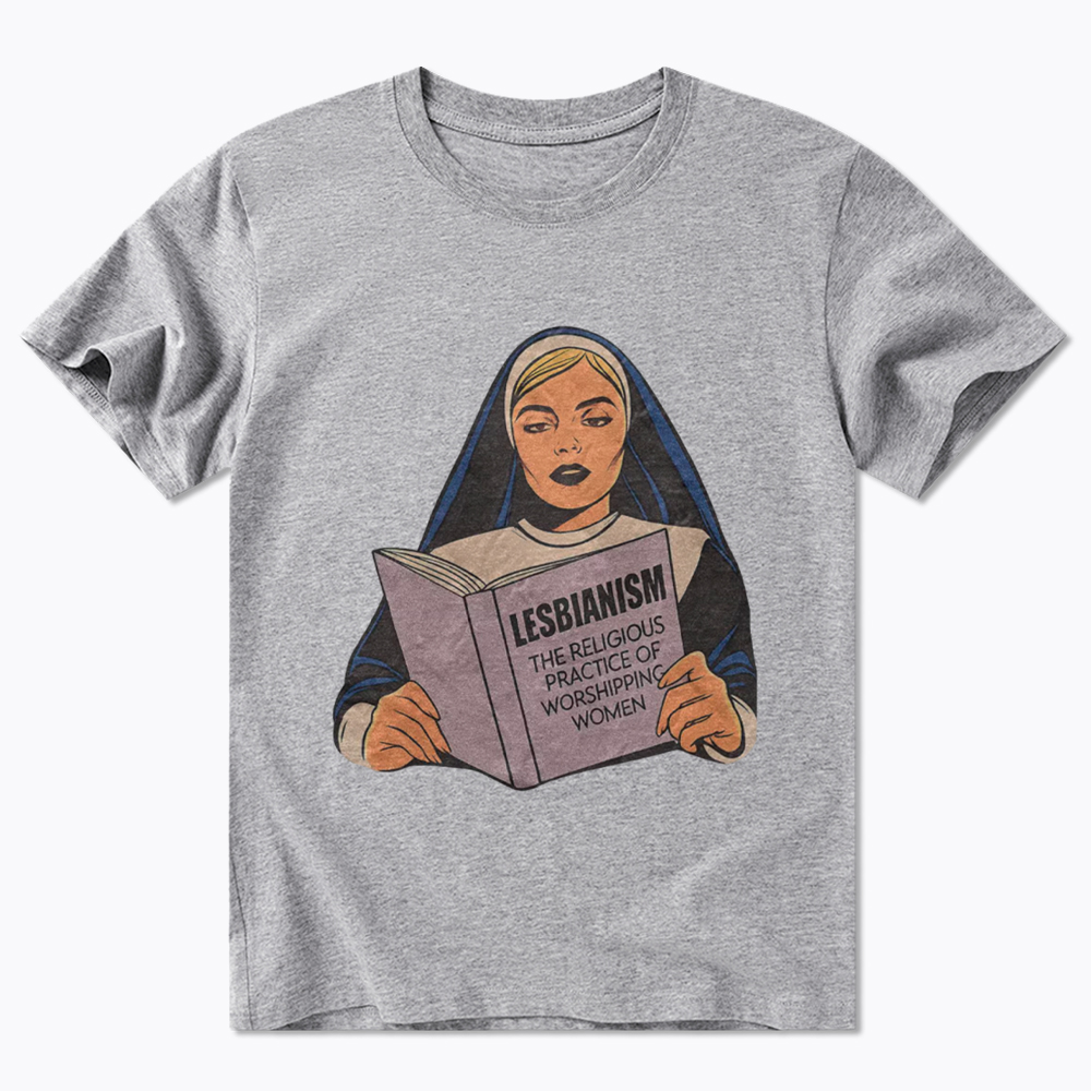 Nun Reading Lesbian Book Classic T-Shirt