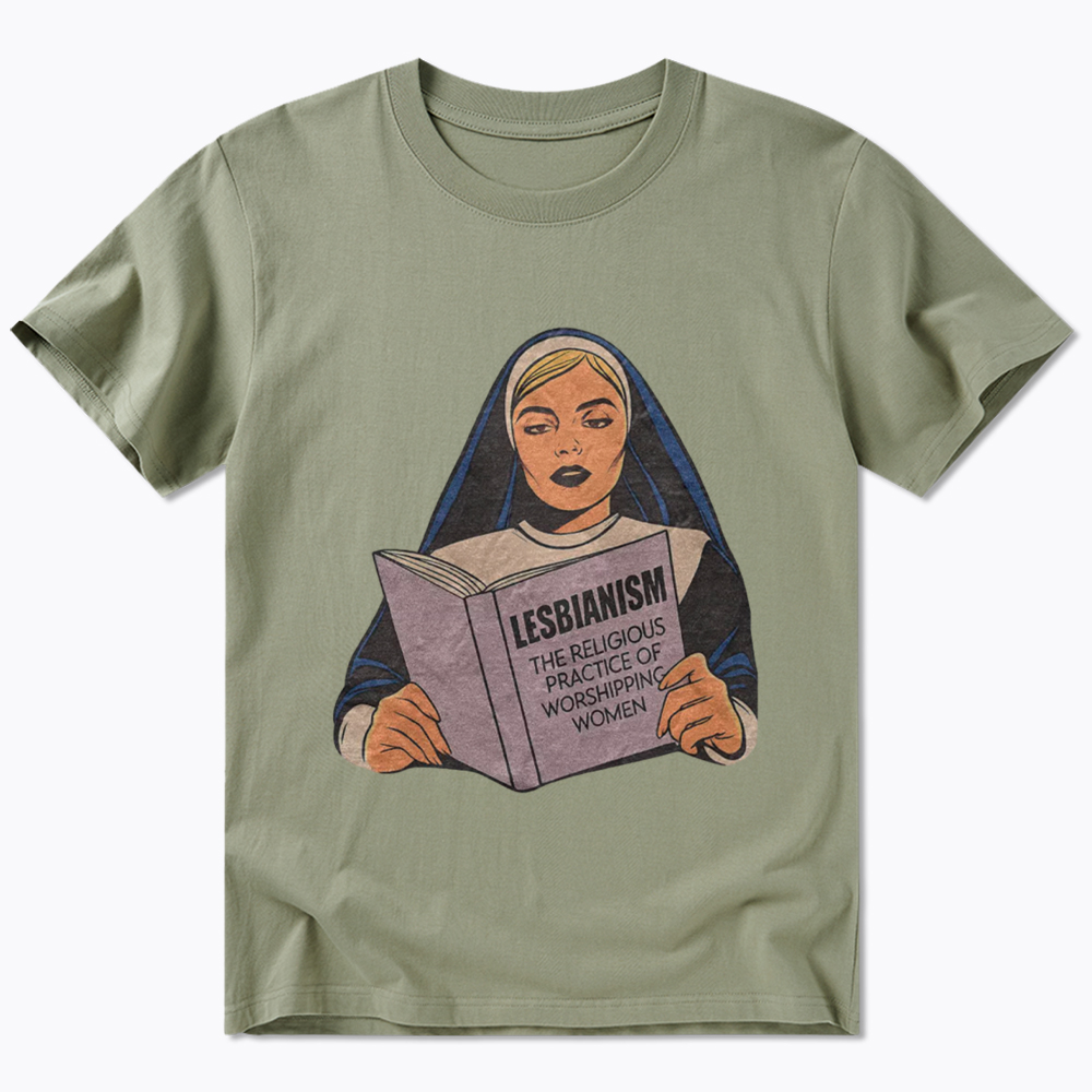 Nun Reading Lesbian Book Classic T-Shirt