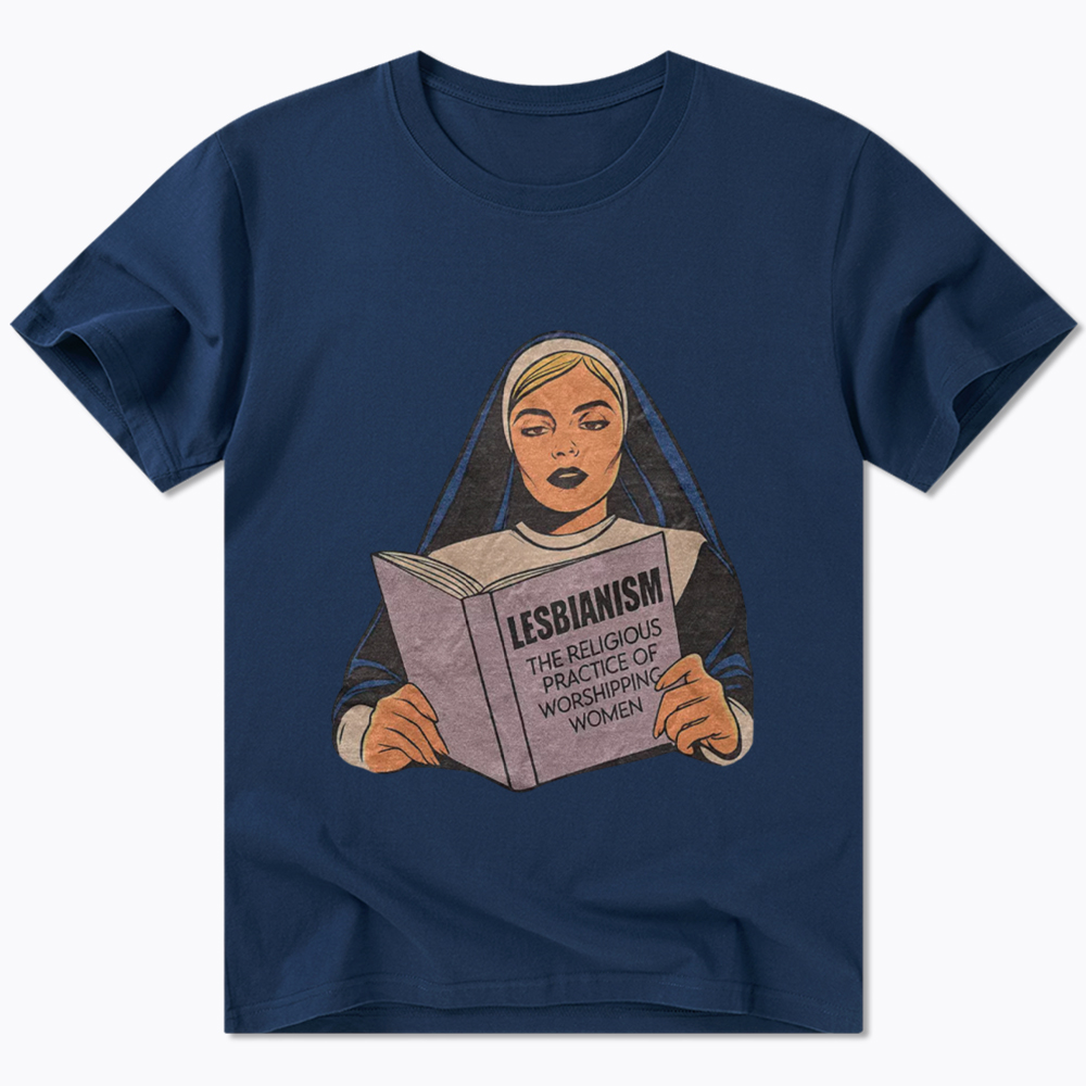 Nun Reading Lesbian Book Classic T-Shirt