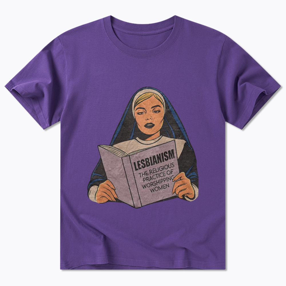 Nun Reading Lesbian Book Classic T-Shirt