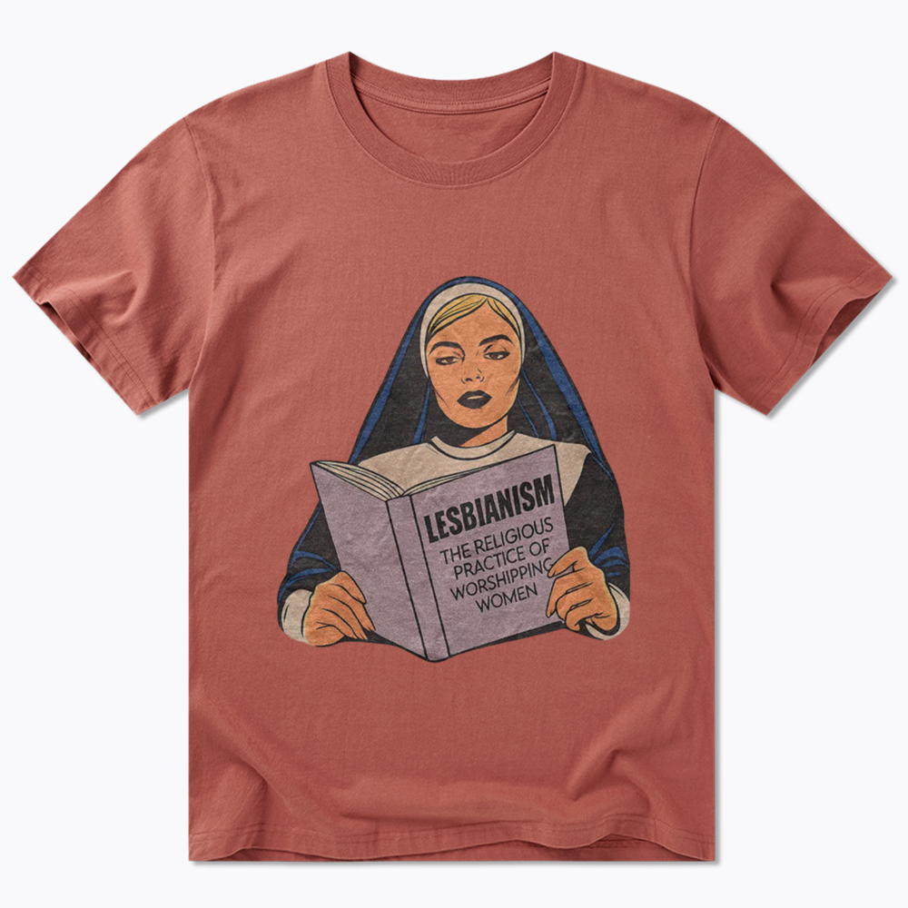 Nun Reading Lesbian Book Classic T-Shirt