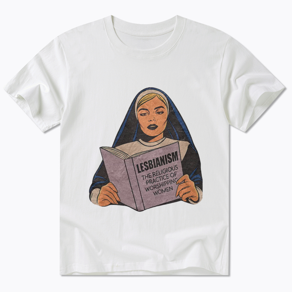 Nun Reading Lesbian Book Classic T-Shirt