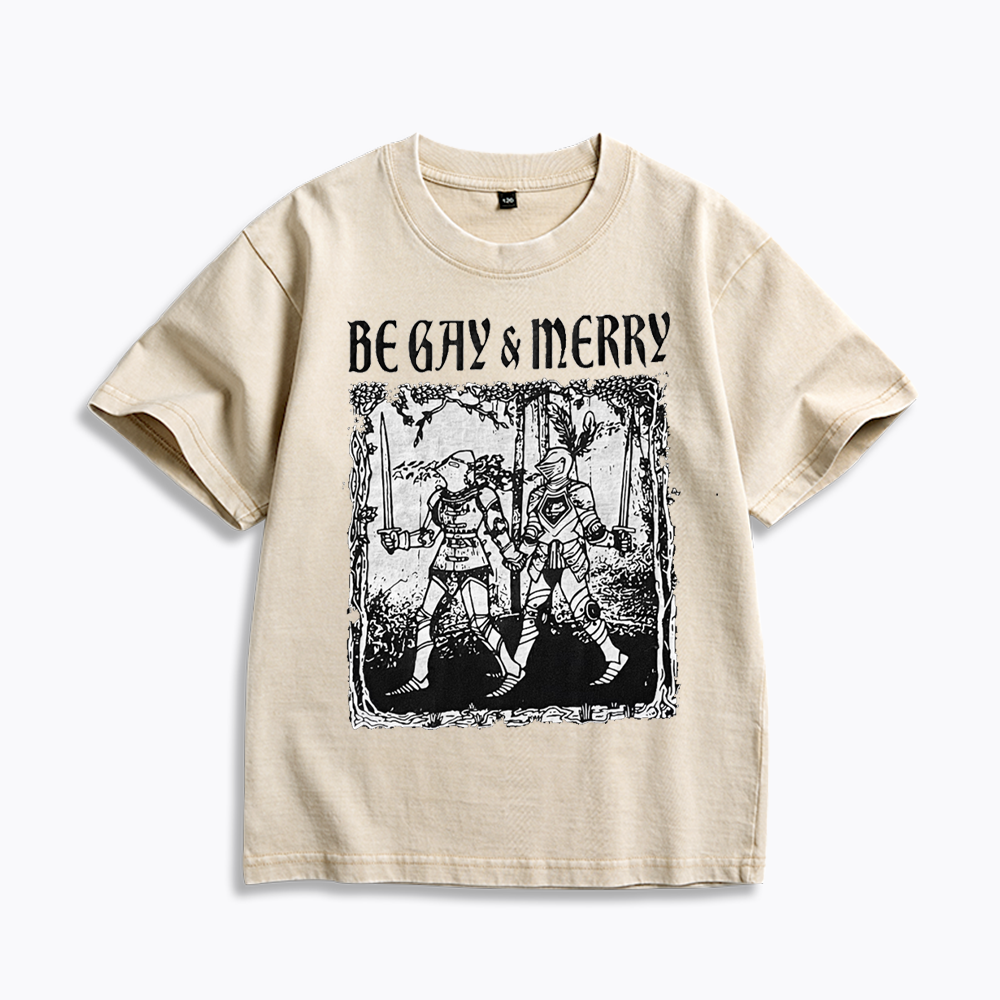 Merry Black Kids Washed T-Shirts