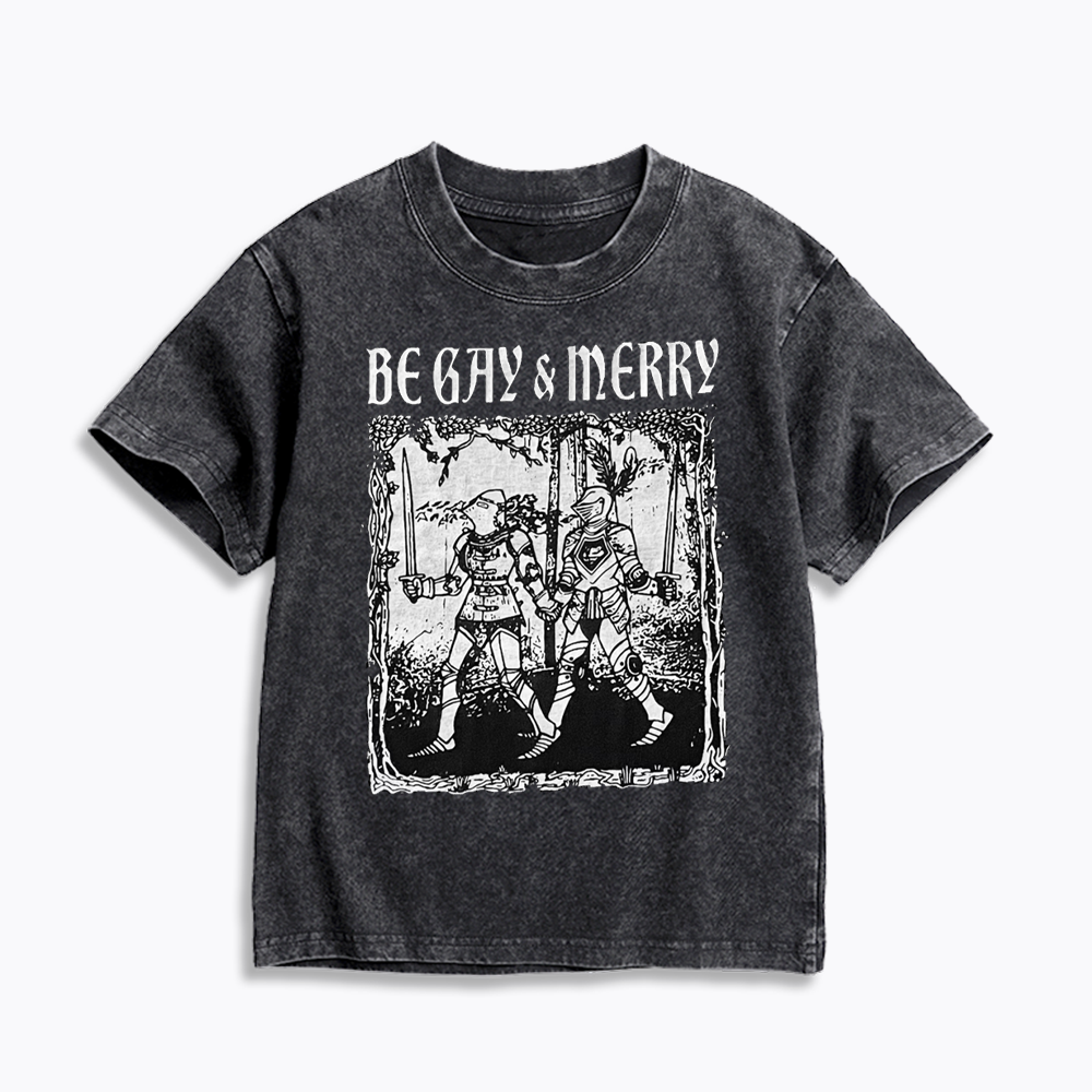 Merry Black Kids Washed T-Shirts