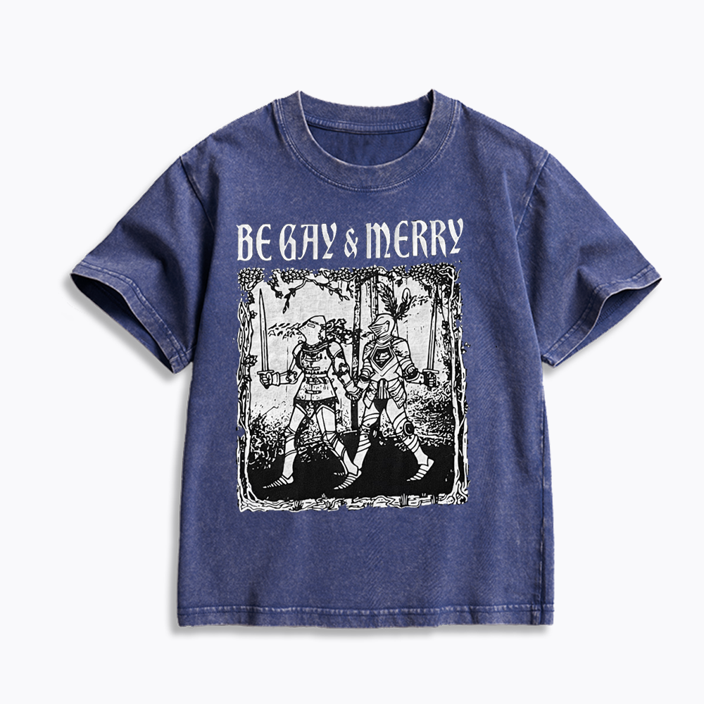 Merry Black Kids Washed T-Shirts