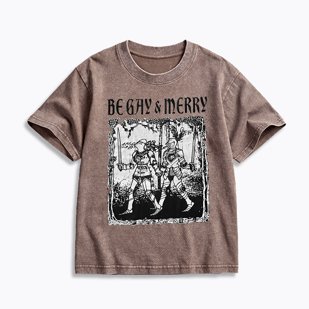 Merry Black Kids Washed T-Shirts