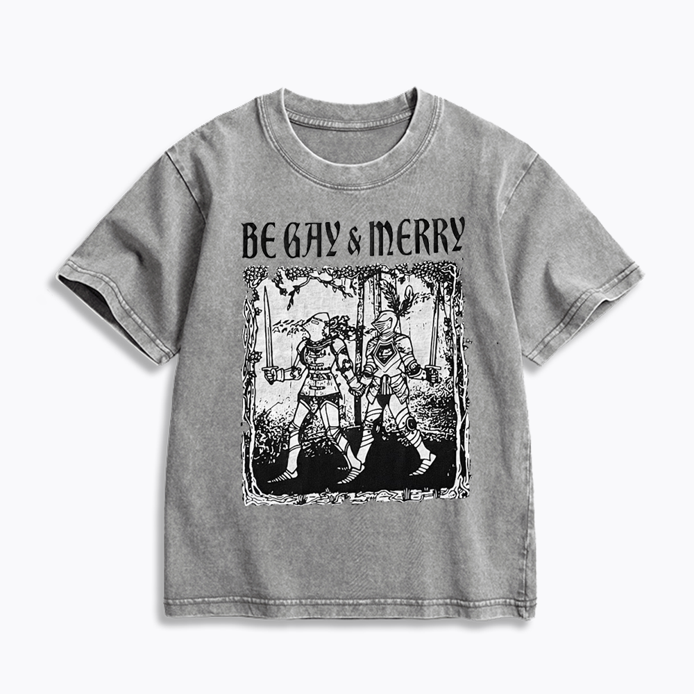 Merry Black Kids Washed T-Shirts