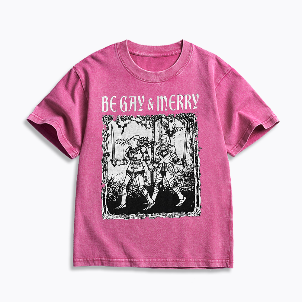 Merry Black Kids Washed T-Shirts