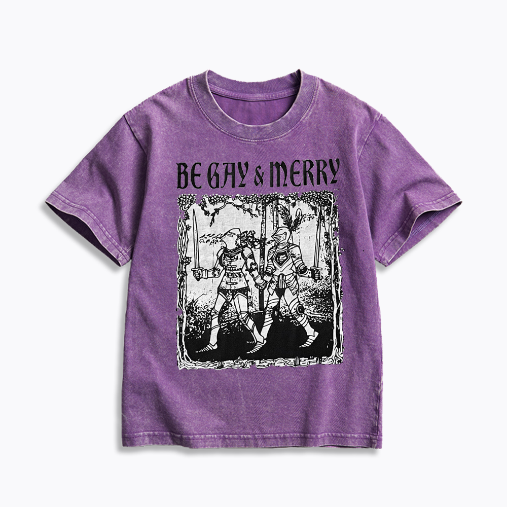 Merry Black Kids Washed T-Shirts