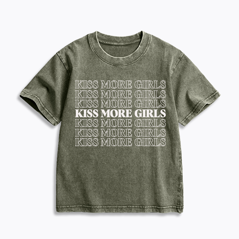 Kiss More Girls Kids Washed T-Shirts