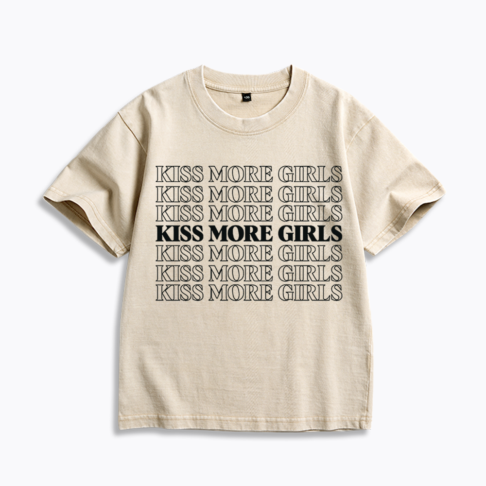 Kiss More Girls Kids Washed T-Shirts