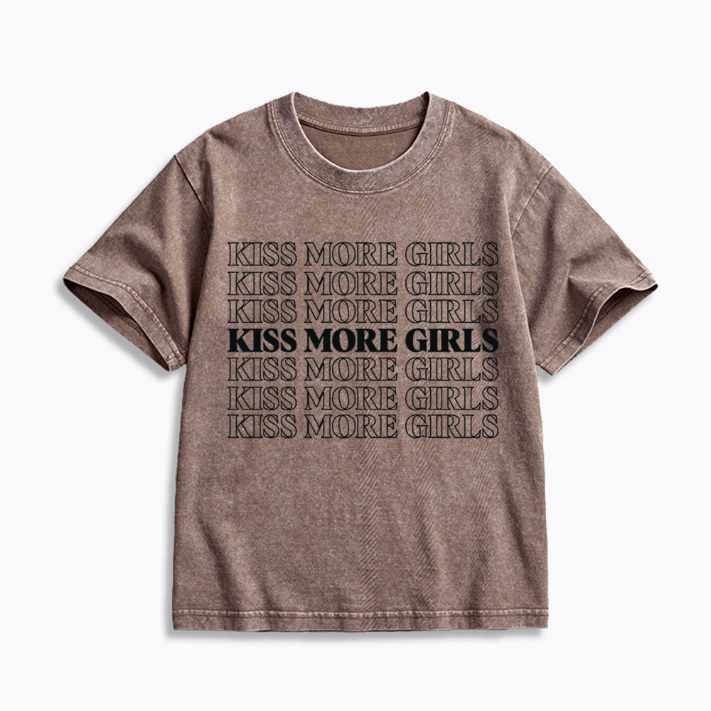 Kiss More Girls Kids Washed T-Shirts