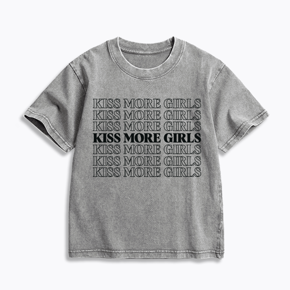 Kiss More Girls Kids Washed T-Shirts
