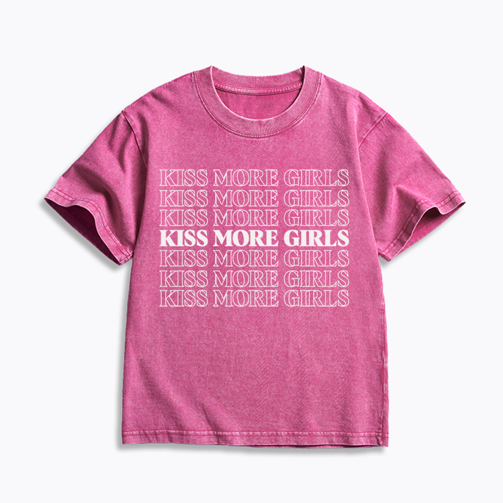 Kiss More Girls Kids Washed T-Shirts