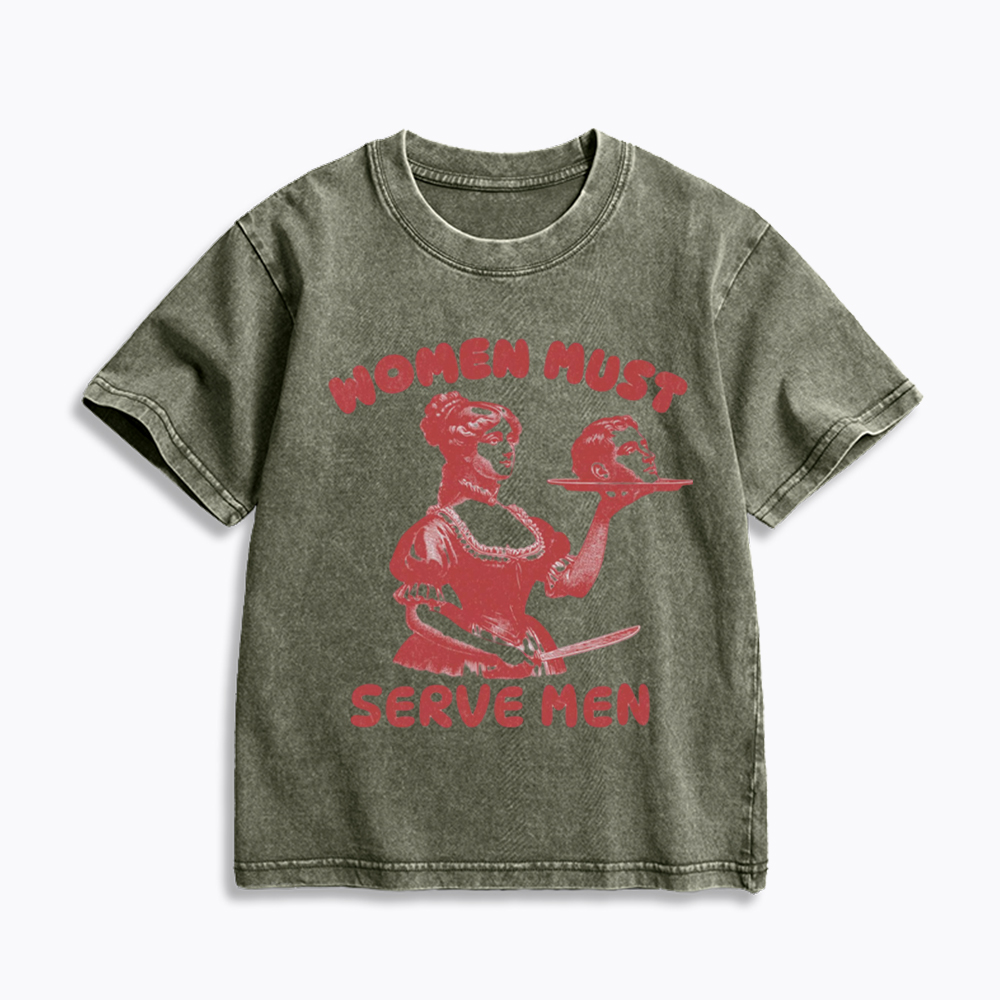 Smashing Patriarchy Women Must Serve Men Kids Washed T-Shirt