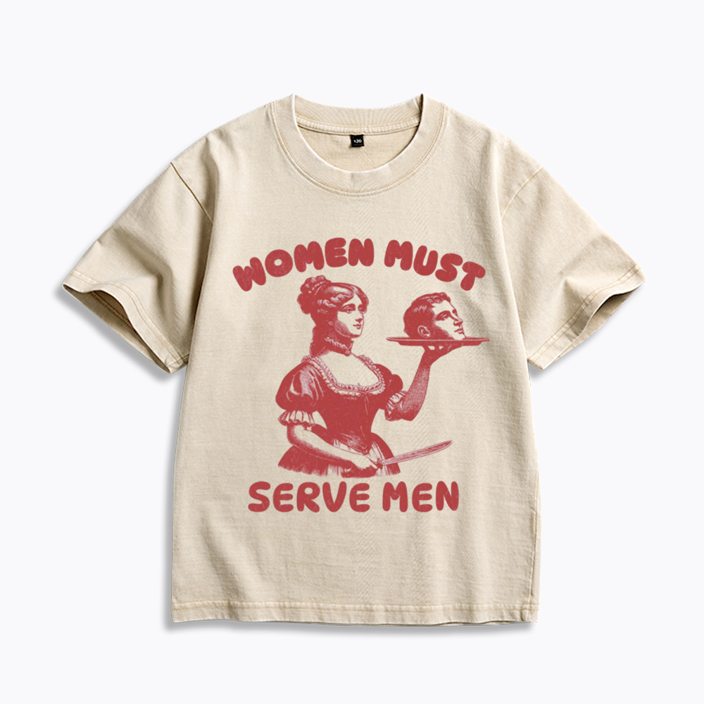 Smashing Patriarchy Women Must Serve Men Kids Washed T-Shirt