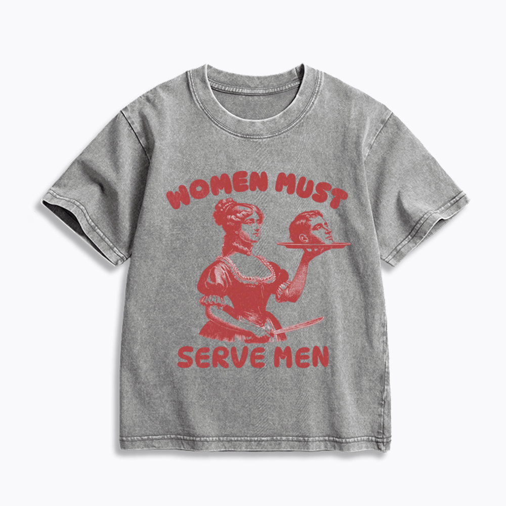 Smashing Patriarchy Women Must Serve Men Kids Washed T-Shirt