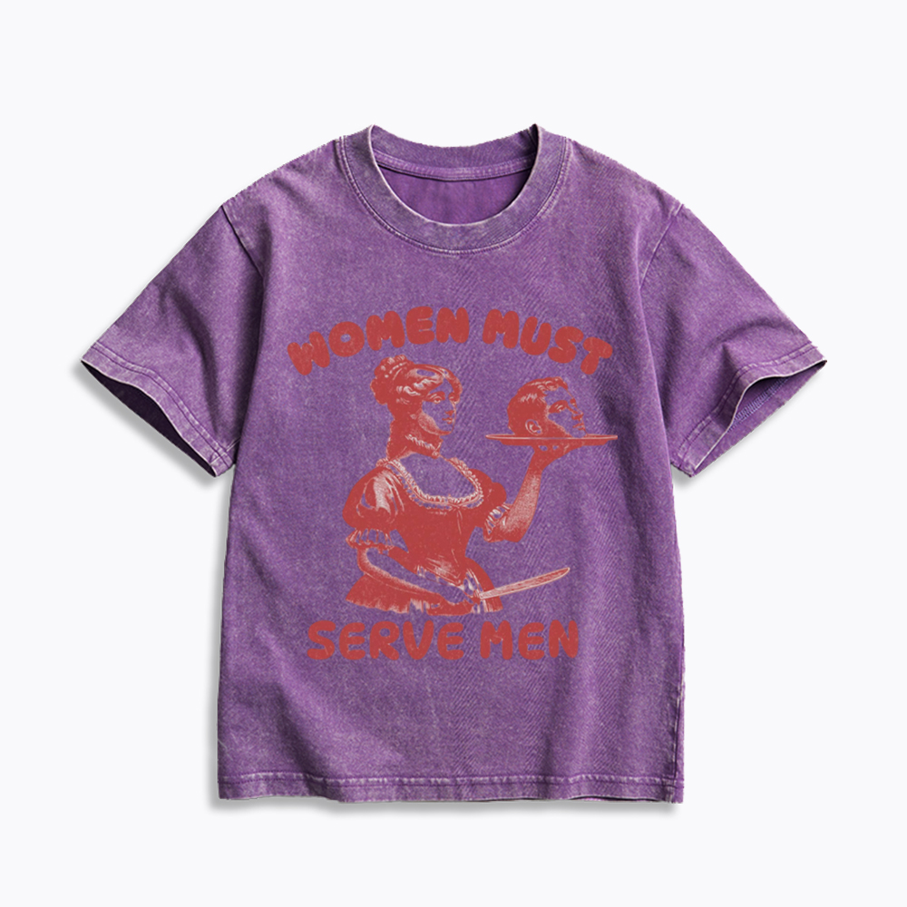 Smashing Patriarchy Women Must Serve Men Kids Washed T-Shirt