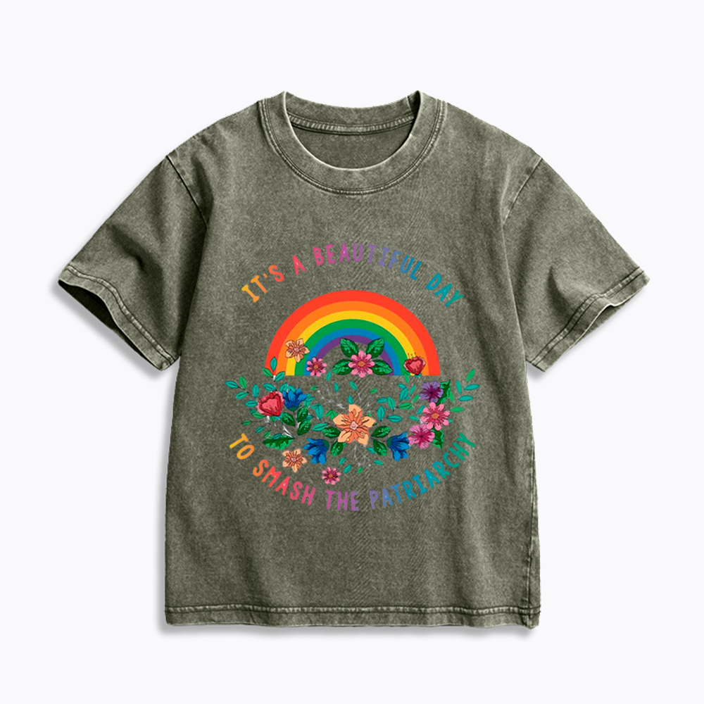 It's a Beautiful Day to Smash the Patriarchy Kids Washed T-Shirt