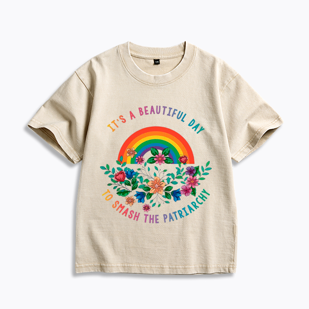 It's a Beautiful Day to Smash the Patriarchy Kids Washed T-Shirt