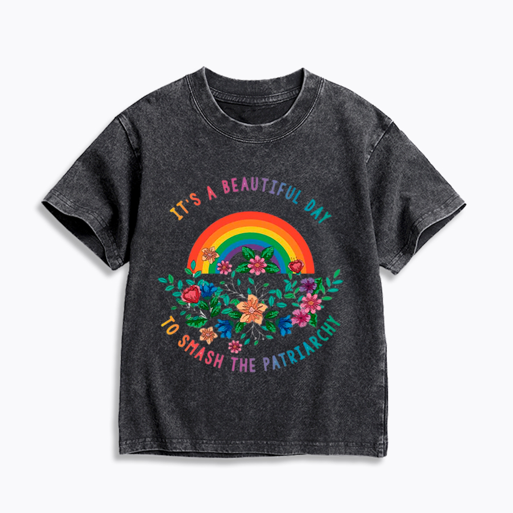 It's a Beautiful Day to Smash the Patriarchy Kids Washed T-Shirt