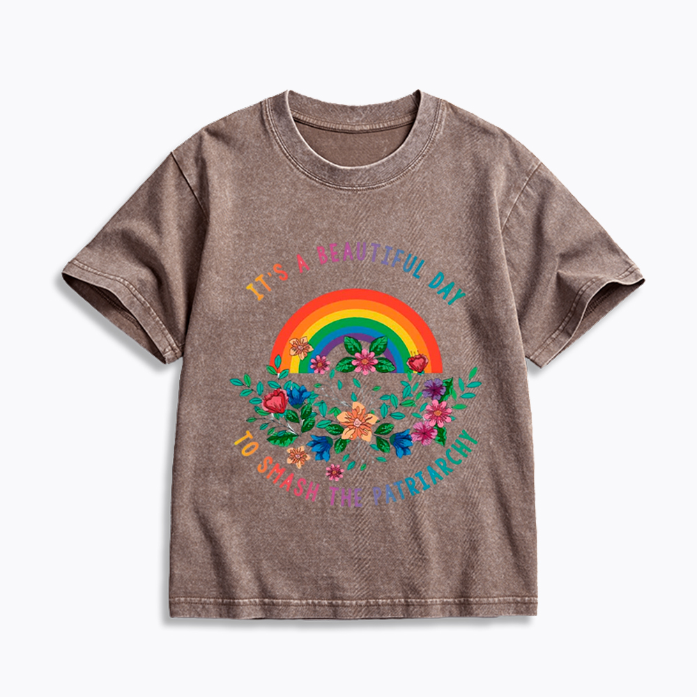 It's a Beautiful Day to Smash the Patriarchy Kids Washed T-Shirt