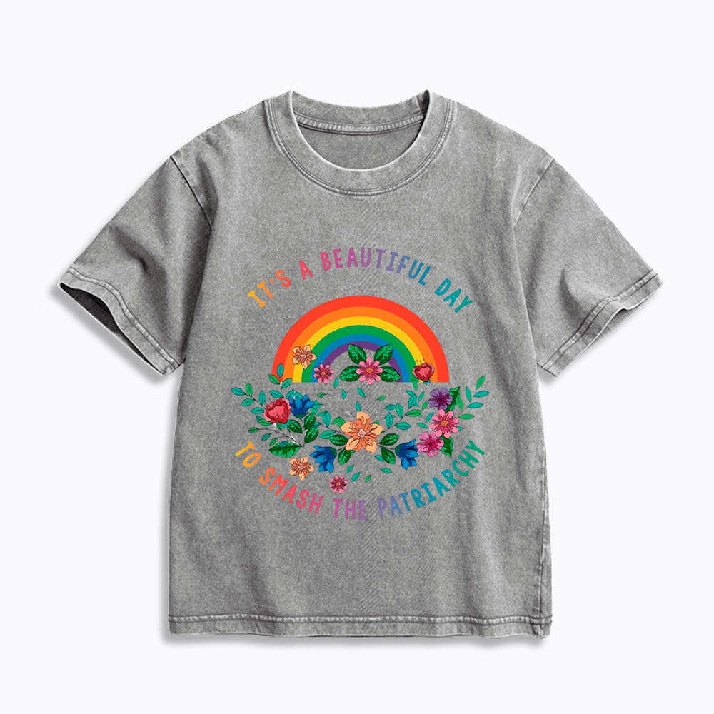 It's a Beautiful Day to Smash the Patriarchy Kids Washed T-Shirt