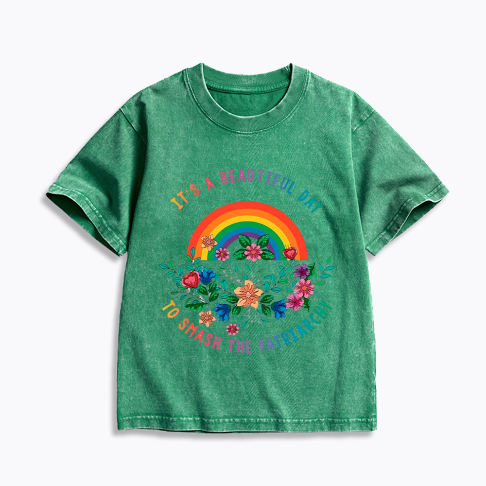 It's a Beautiful Day to Smash the Patriarchy Kids Washed T-Shirt