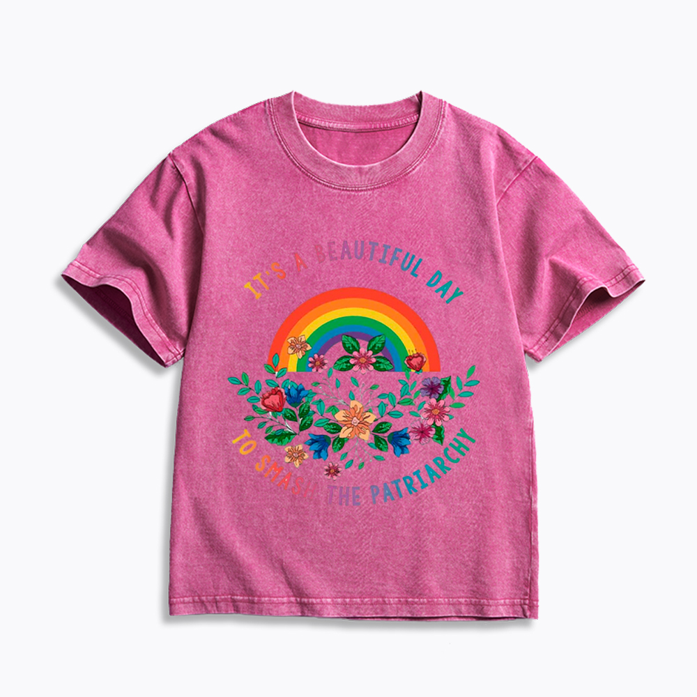 It's a Beautiful Day to Smash the Patriarchy Kids Washed T-Shirt