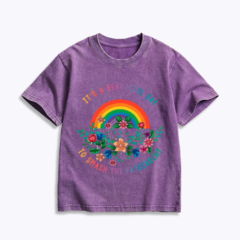 It's a Beautiful Day to Smash the Patriarchy Kids Washed T-Shirt