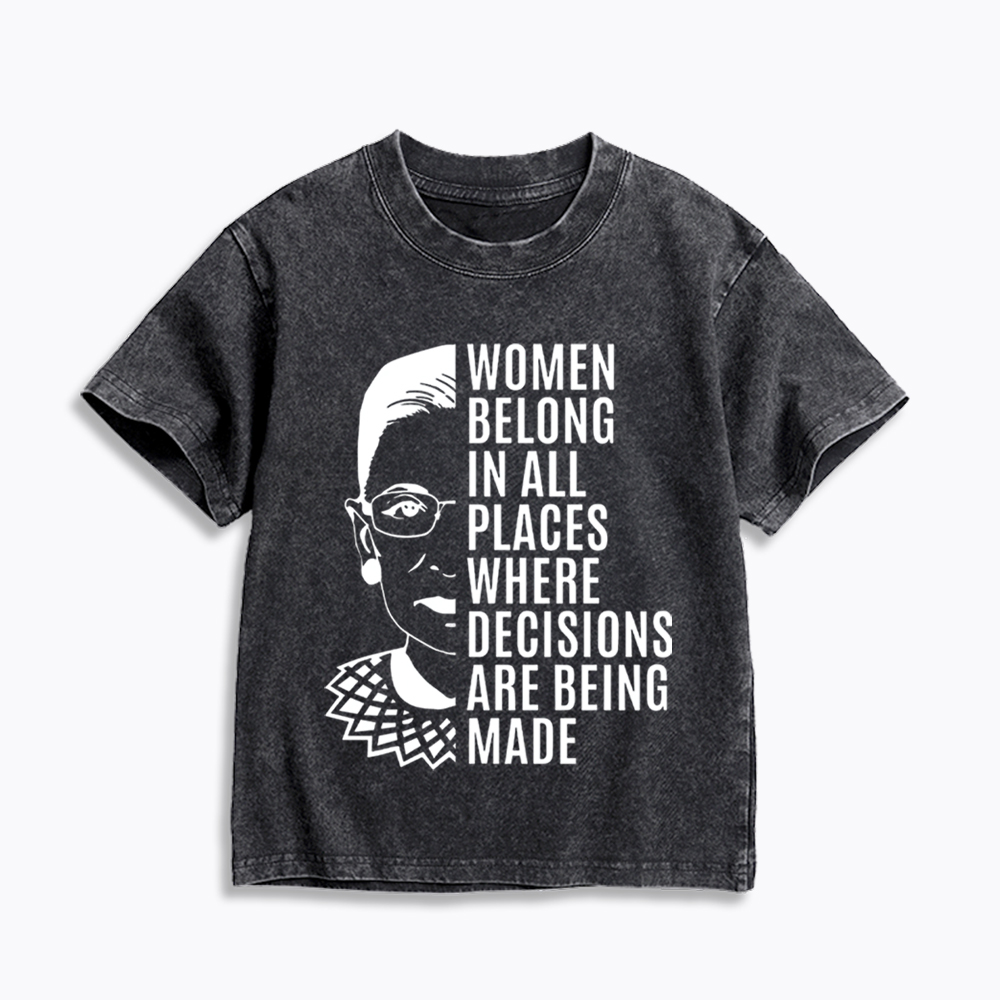 Women Belong in All Places Notorious RBG Kids Washed T-Shirt