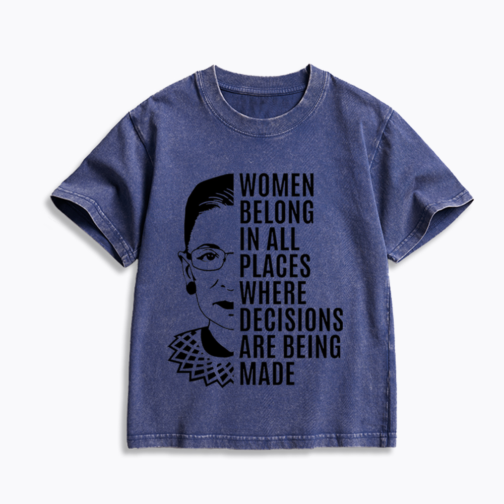 Women Belong in All Places Notorious RBG Kids Washed T-Shirt