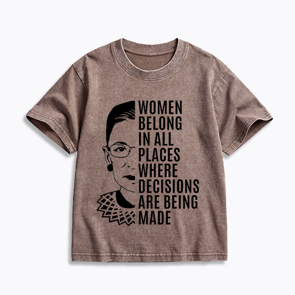Women Belong in All Places Notorious RBG Kids Washed T-Shirt