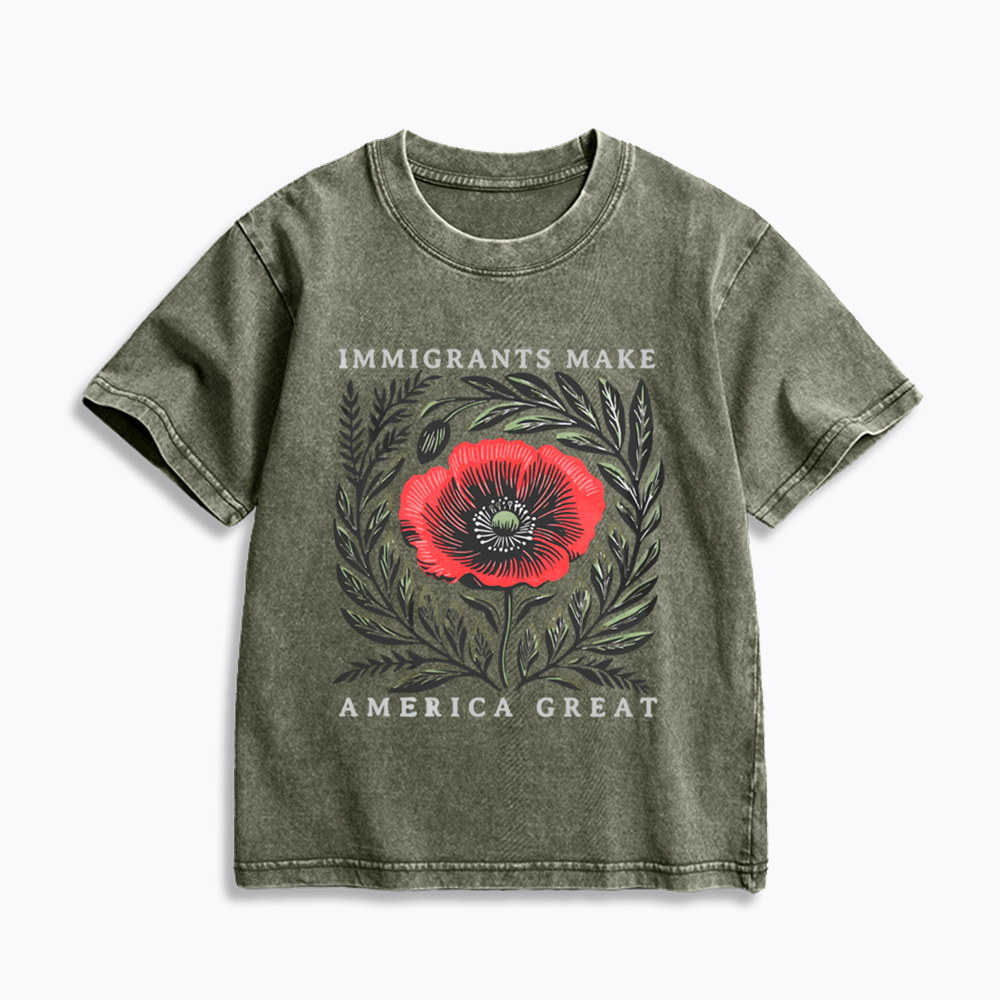 Immigrants Make America Great Kids Washed T-Shirt