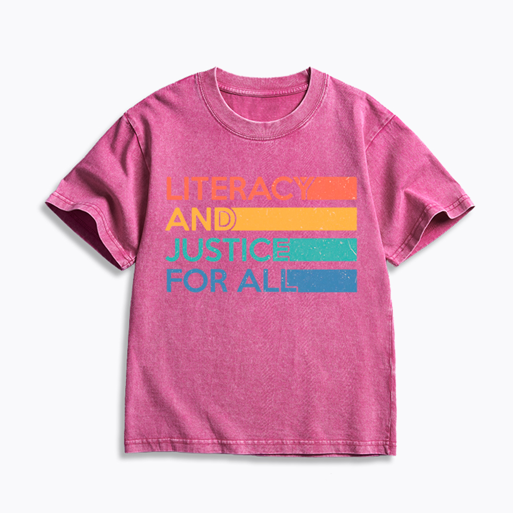 Literacy and Justice for All Kids Washed T-Shirt