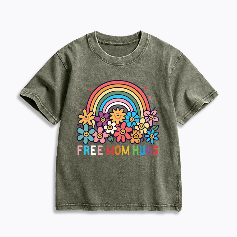 Free Mom Hugs Kids Washed T-Shirts