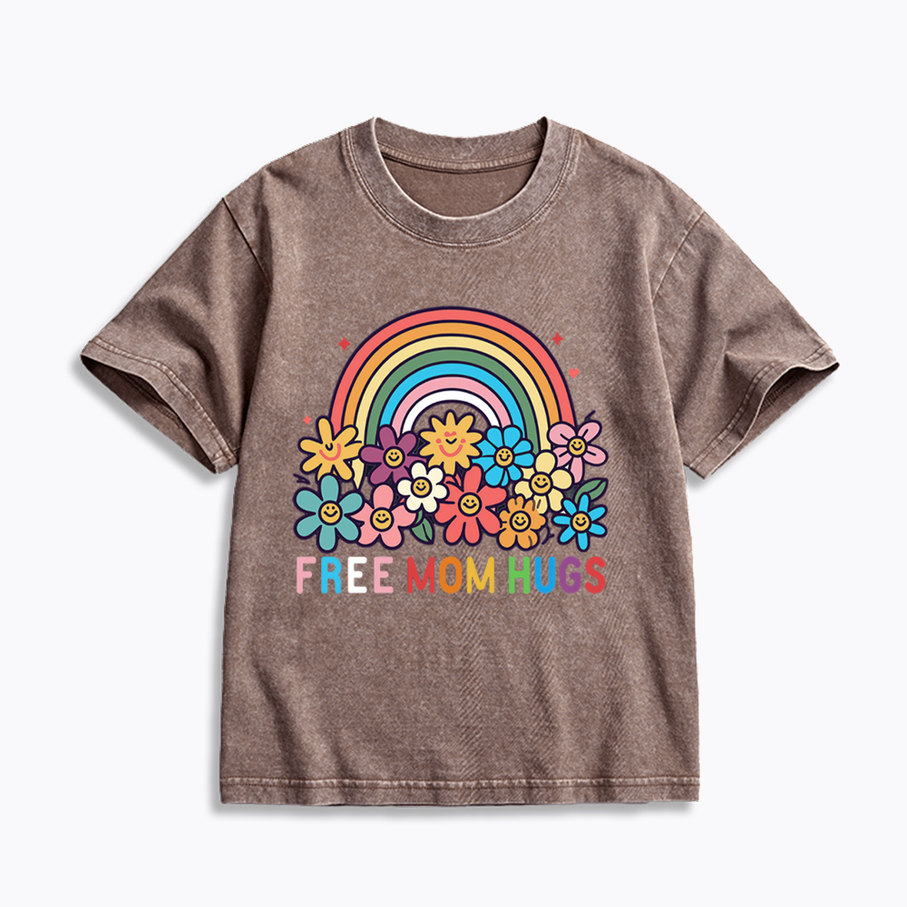 Free Mom Hugs Kids Washed T-Shirts