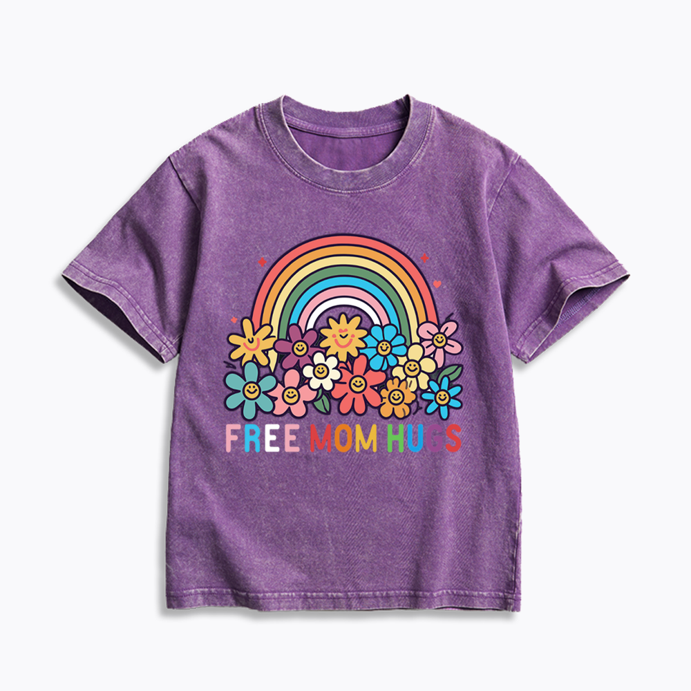 Free Mom Hugs Kids Washed T-Shirts
