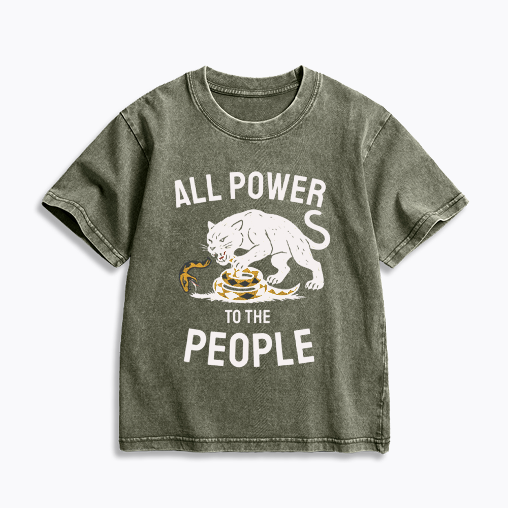 Power to the People Black Panther Party Kids Washed T-Shirts