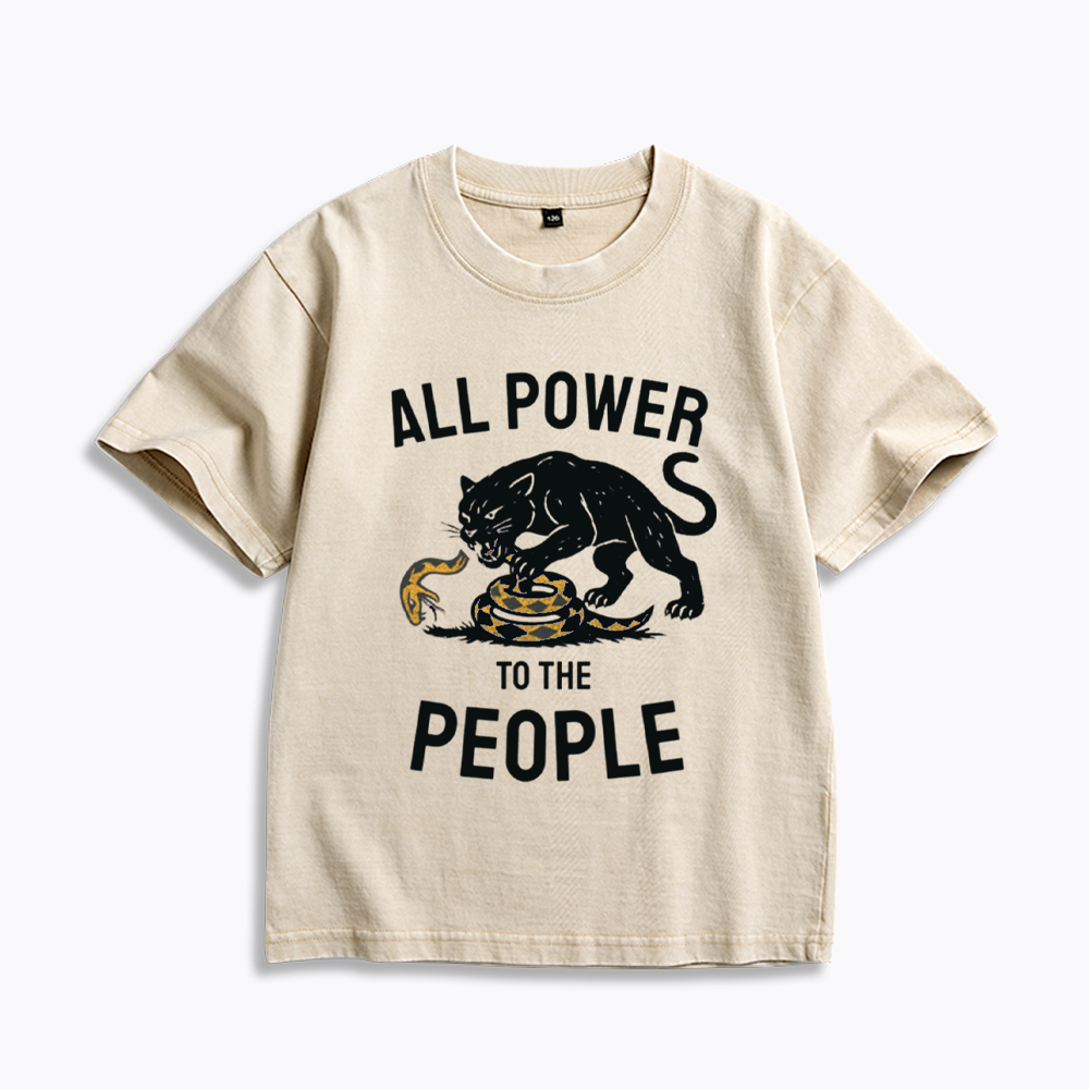 Power to the People Black Panther Party Kids Washed T-Shirts