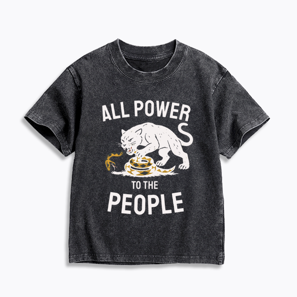 Power to the People Black Panther Party Kids Washed T-Shirts