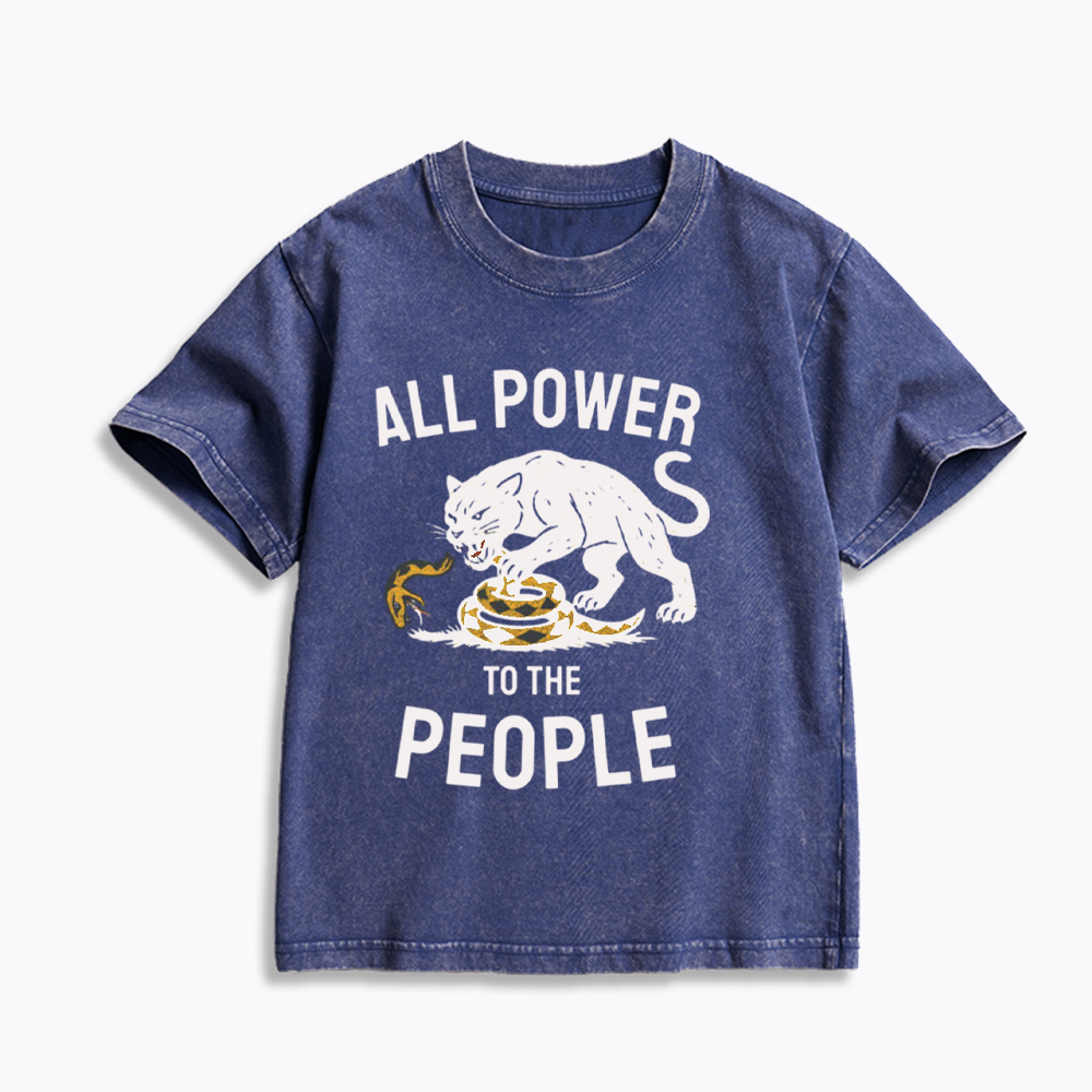 Power to the People Black Panther Party Kids Washed T-Shirts